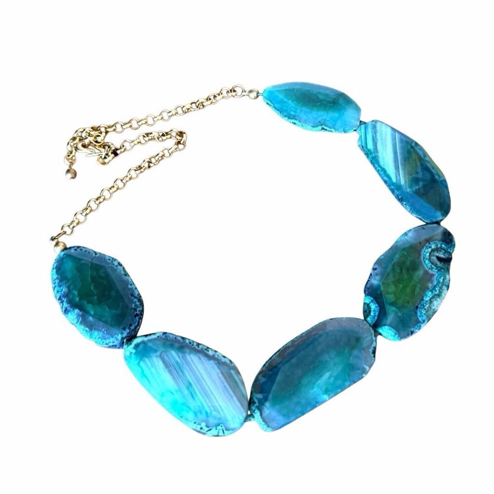 Kenneth Lane Green Agate Slice Statement Necklace - Picture 4 of 10